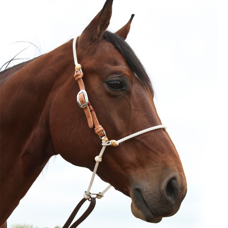 Western Horse Hair on Leather Tie Down Nose Band Barrel Racing Rodeo Games