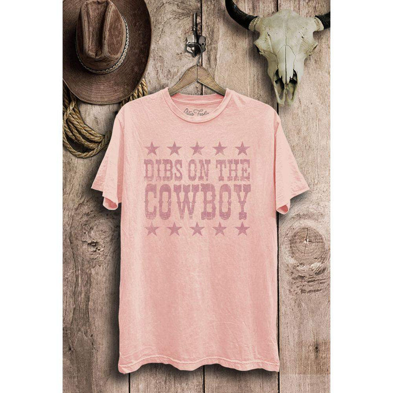 Lotus Fashion Womens Pink Dibs On The Cowboy Tee