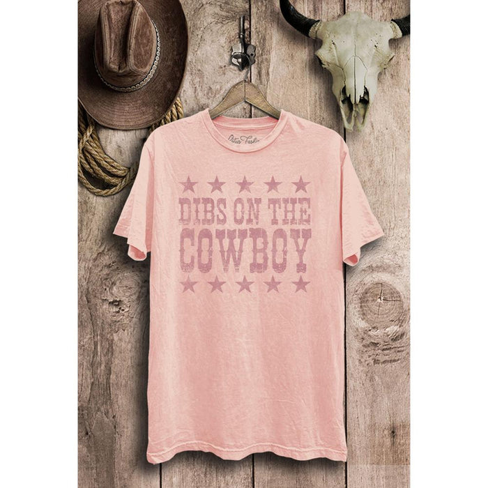 Womens Pink Dibs On The Cowboy Tee