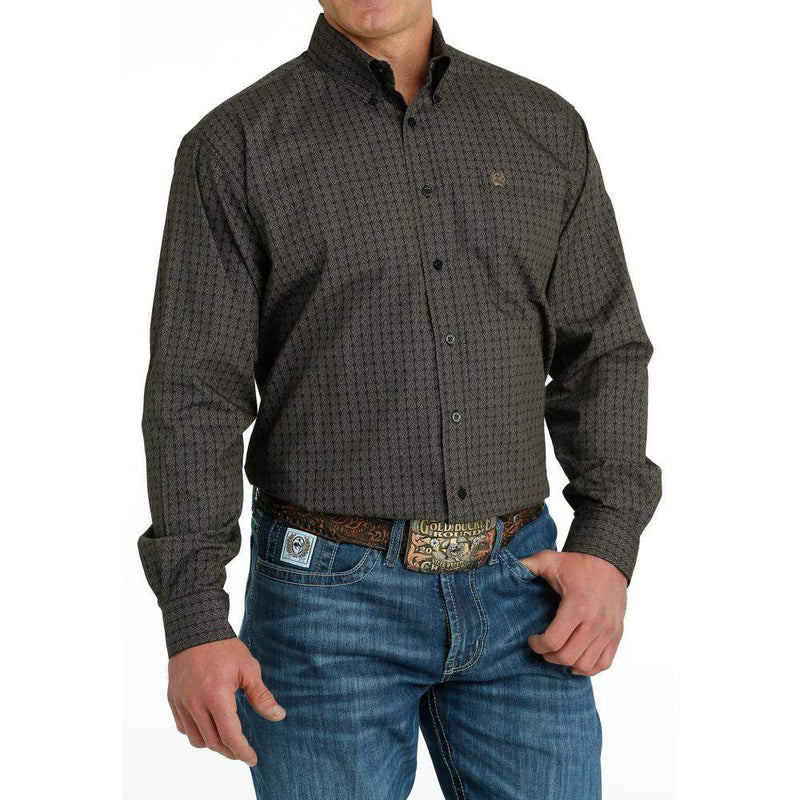 Cinch Men's Satin Print Button Down Shirt