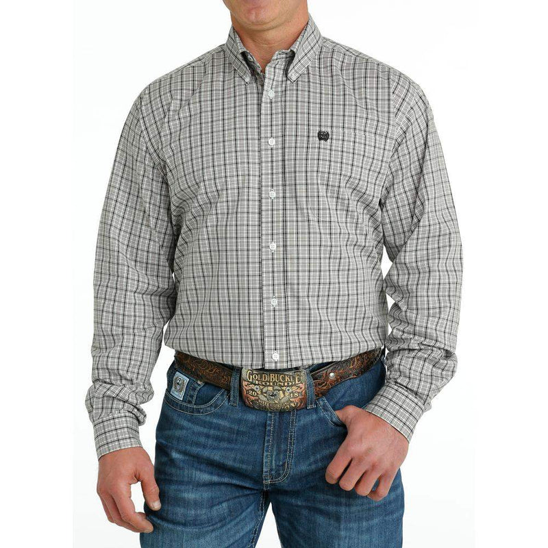 Cinch Men's White Plaid Button Down Shirt