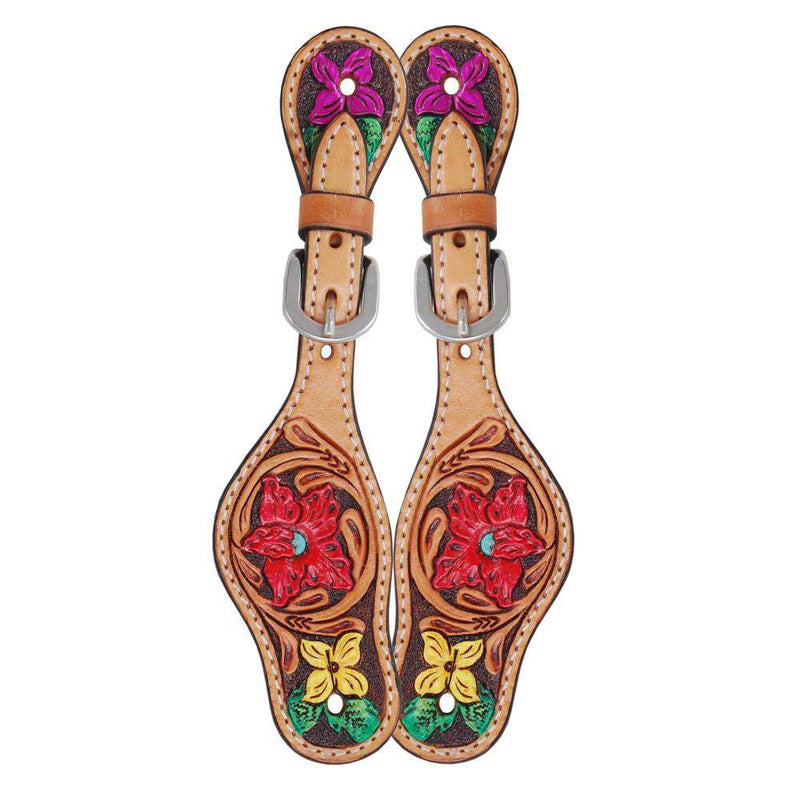Floral Painted Youth Spur Straps