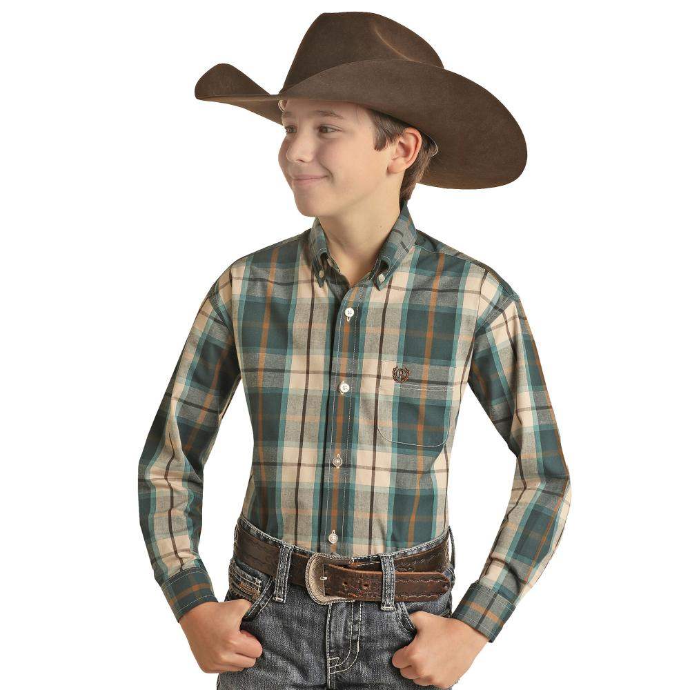 Panhandle Boys Long Sleeve Plaid Button Down