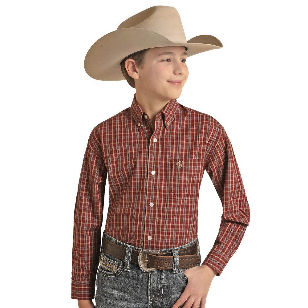 Panhandle Boys Long Sleeve Check Button Down