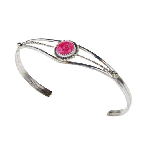 NRS Sterling Silver Pink Opal Cuff Bracelet