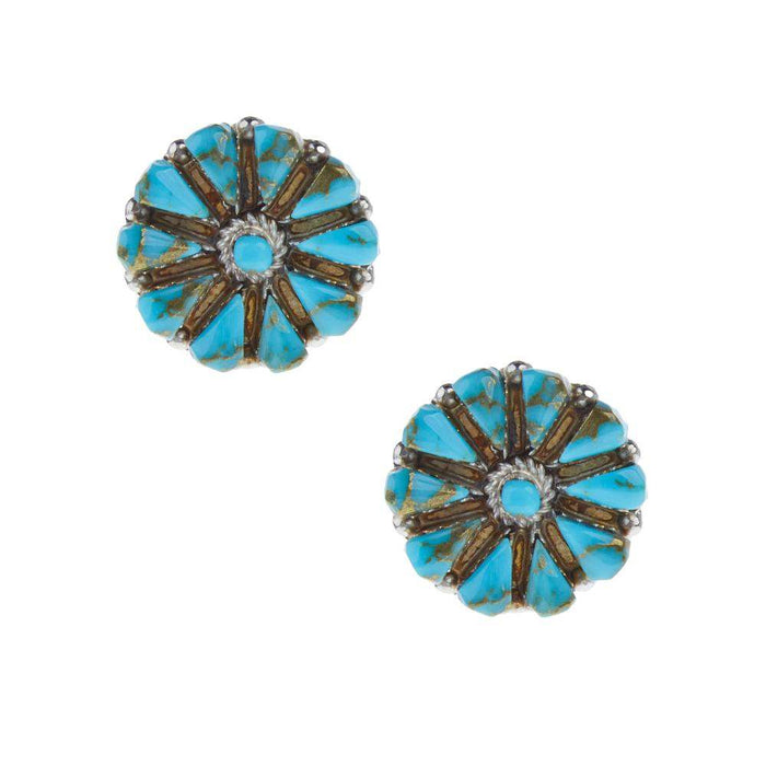 NRS Sterling Silver Turquoise Daisy Stud Earrings