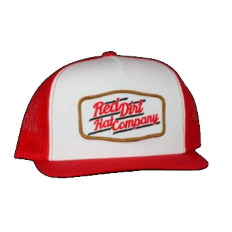 Red Dirt Hat Company Mens Red White Belt Buckle Logo Cap