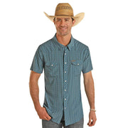 Panhandle Mens Blue Check Snap Shirt