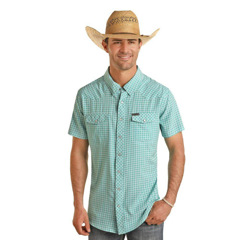 Mens Turquoise Check Shirt