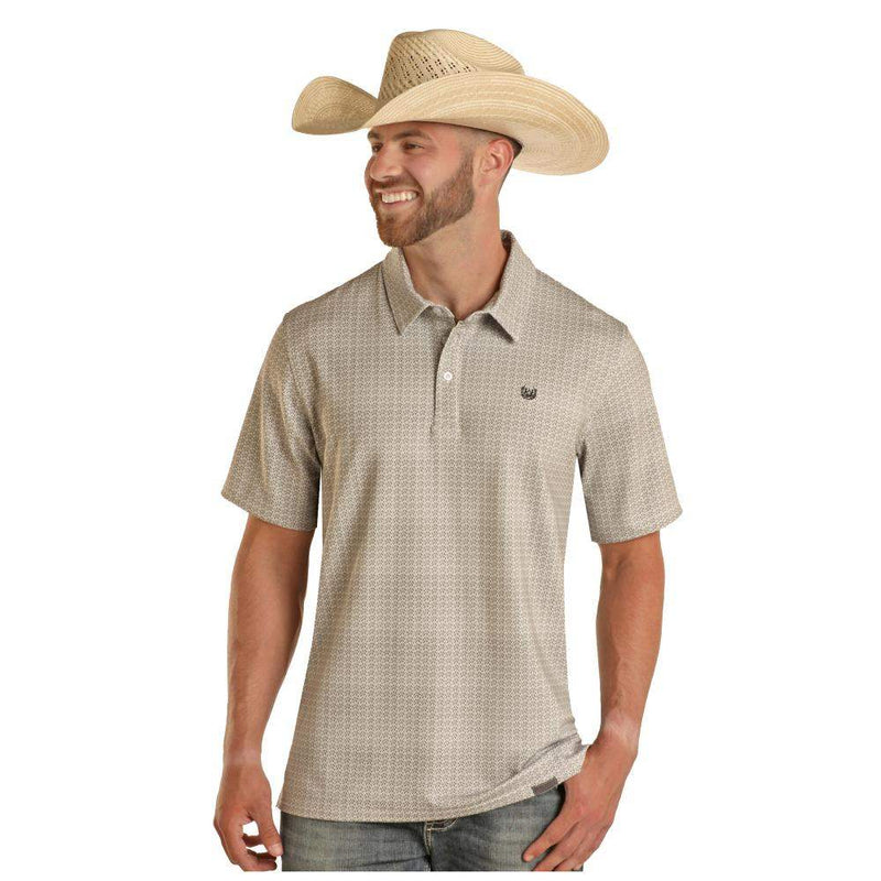 Panhandle Mens Charcoal Ditzy Dot Polo