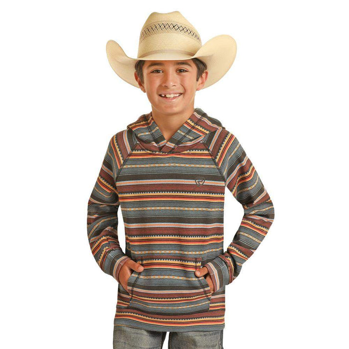 Rock & Roll Denim Boy's Blue Aztec Stripe Hoodie