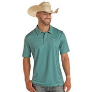 Panhandle Mens Turquoise Ditzy Dot Polo