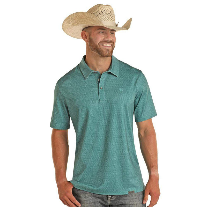 Panhandle Mens Turquoise Ditzy Dot Polo