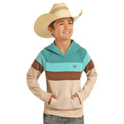 Boy's Taupe Color Block Hoodie