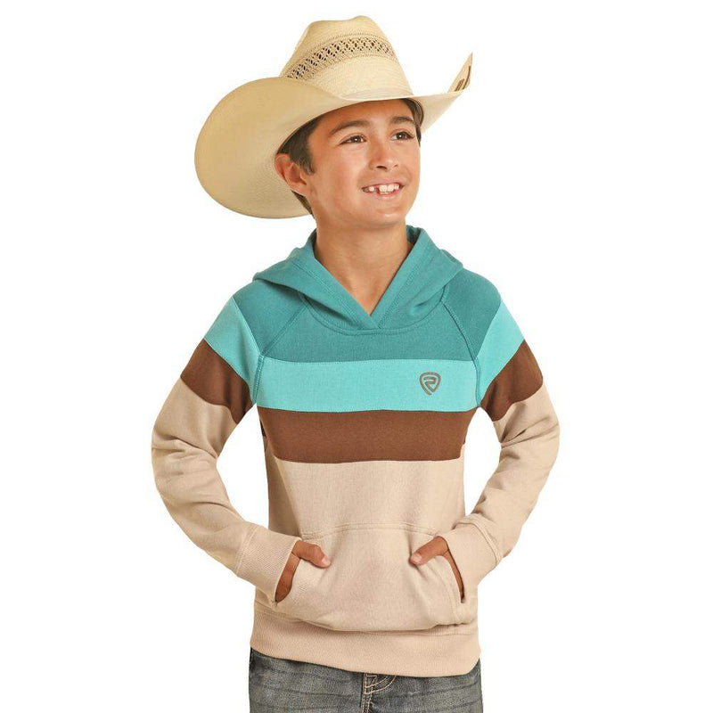 Boy's Taupe Color Block Hoodie