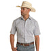 Mens Blue Short Sleeve Snap Print Shirt