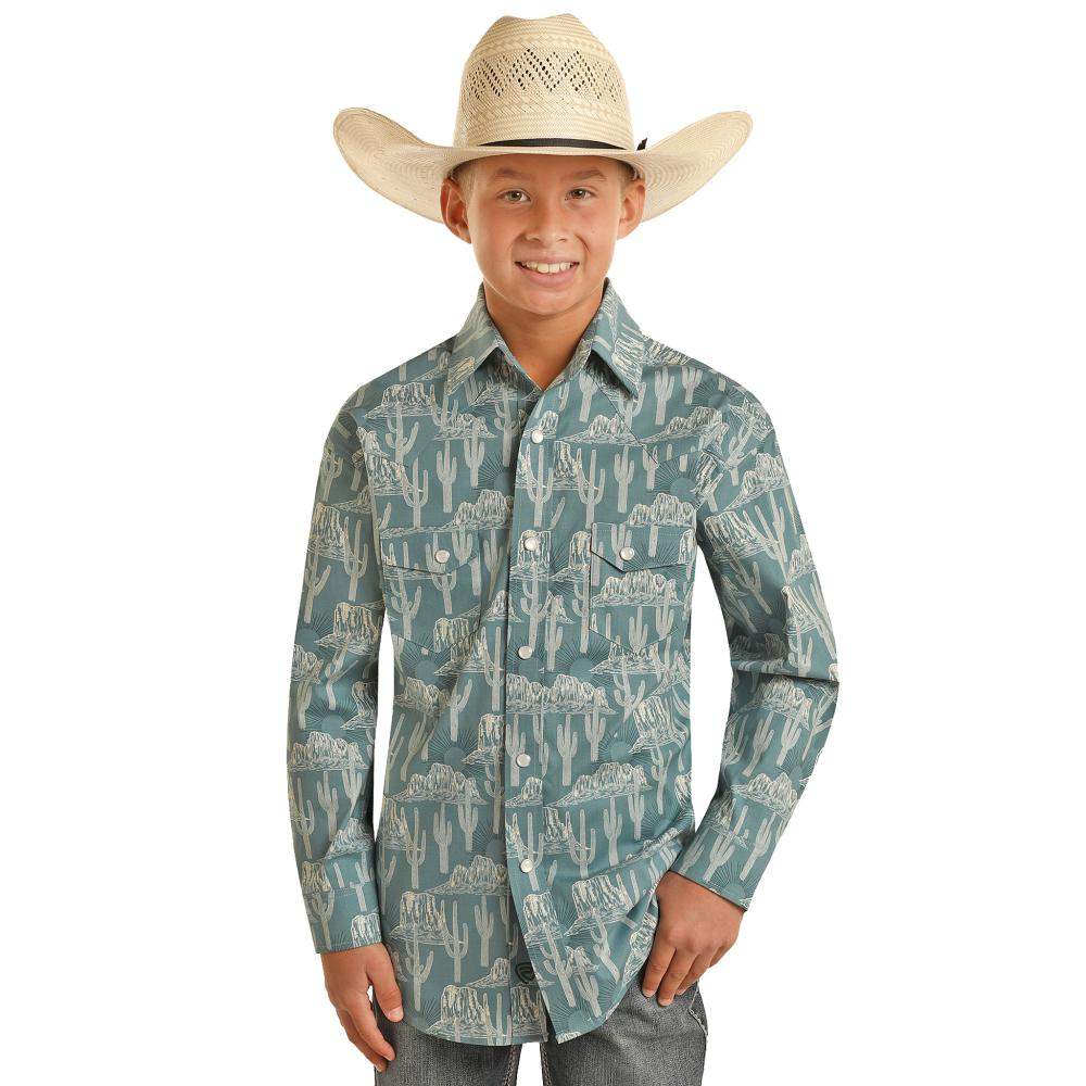 Panhandle Boy's Sunburst Print Snap Shirt