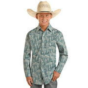 Panhandle Boy's Sunburst Print Snap Shirt