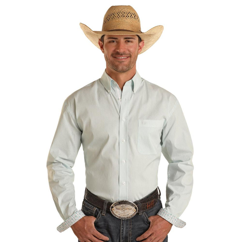 Mens Turquoise Micro Stripe Shirt