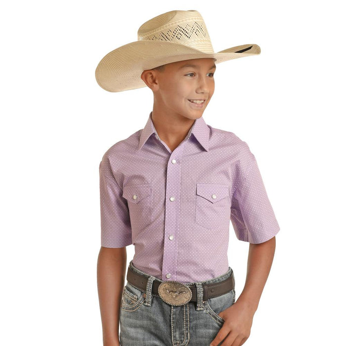 Boys Geo Print Purple Shirt