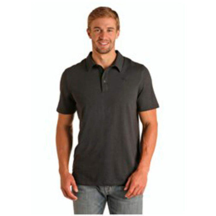 Mens Black Striped Polo