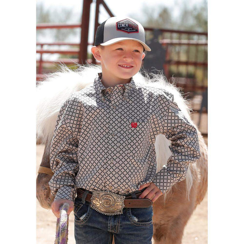Cinch Boys Khaki Long Sleeve Button Shirt