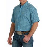 Mens ArenaFlex Short Sleeve Blue Print Shirt