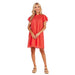 Mud Pie Women's Coral Bowers Smocked Dress