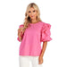 Mud Pie Women's Hot Pink Franco Top