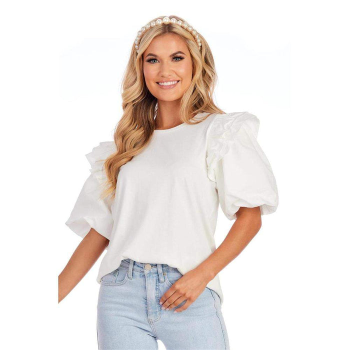 Mud Pie Women's White Franco Top