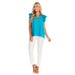 Mud Pie Women's Teal Dahlia Ruffle Top