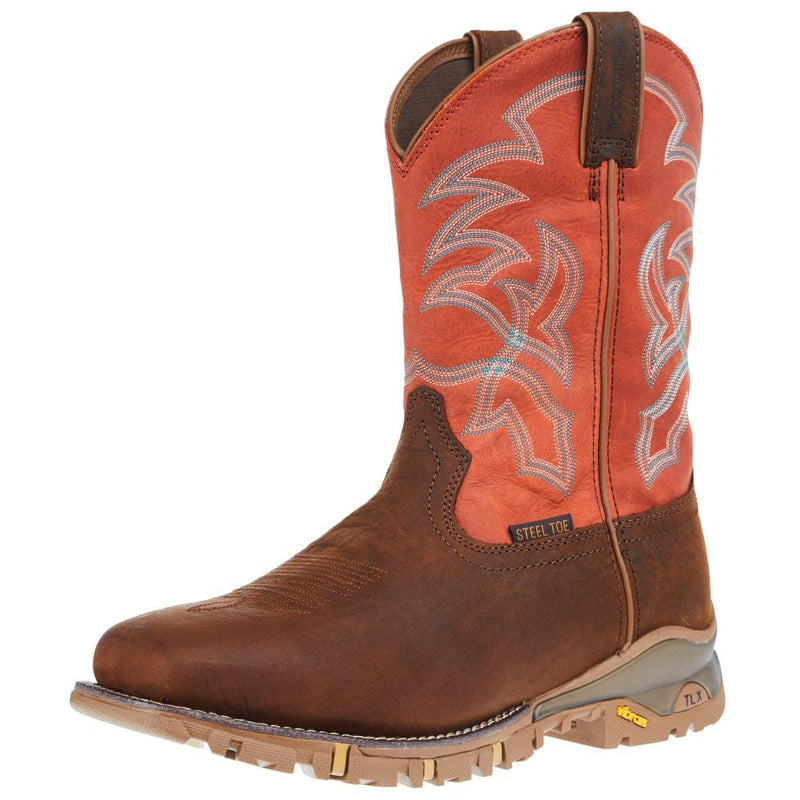 Mens TLX Roustabout Cognac 11 In Brown Top Waterproof Square Steel Toe