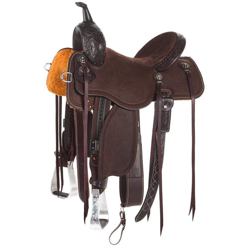 Martin Saddlery Chocolate 1/8 Breed Prairie Flower BTR Barrel Saddle