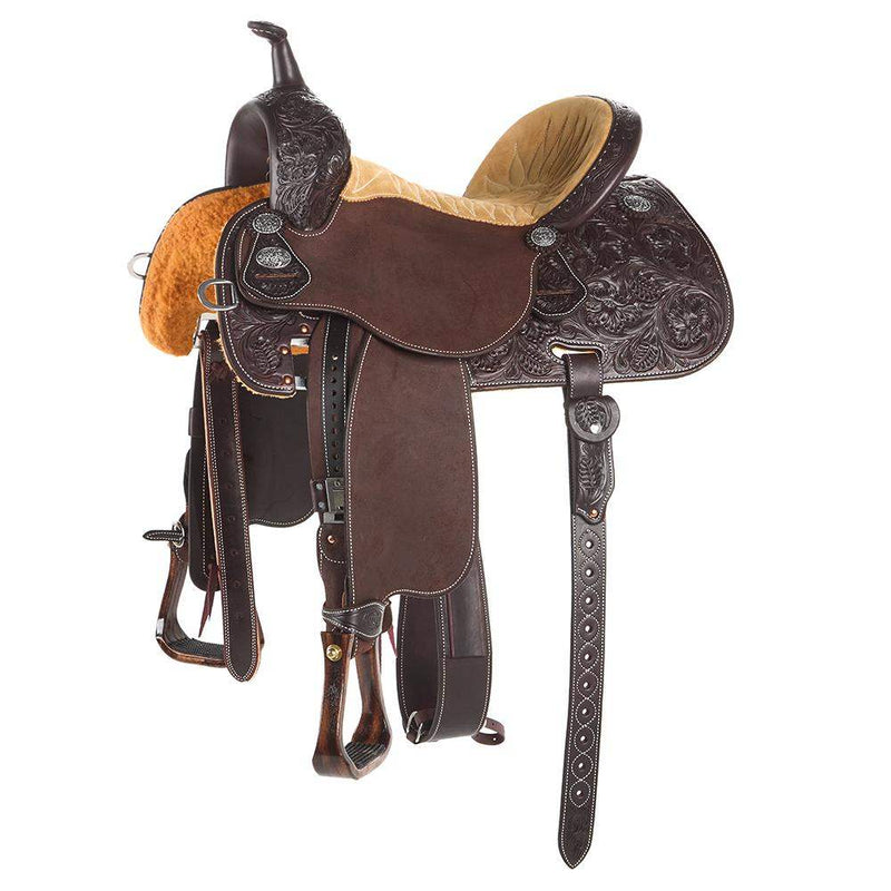 Martin Saddlery Chocolate 1/2 Breed Prairie Flower Stingray Barrel Saddle