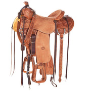 Tomahawk Natural 3/4 Breed Poinsettia Tooled Cowboy Saddle
