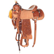 Tomahawk Natural 5/8 Breed Floral Tooled Olin Young Team Roper