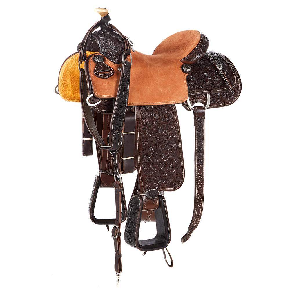 Tomahawk Chocolate 7/8 Breed Floral Tooled Olin Young Team Roper