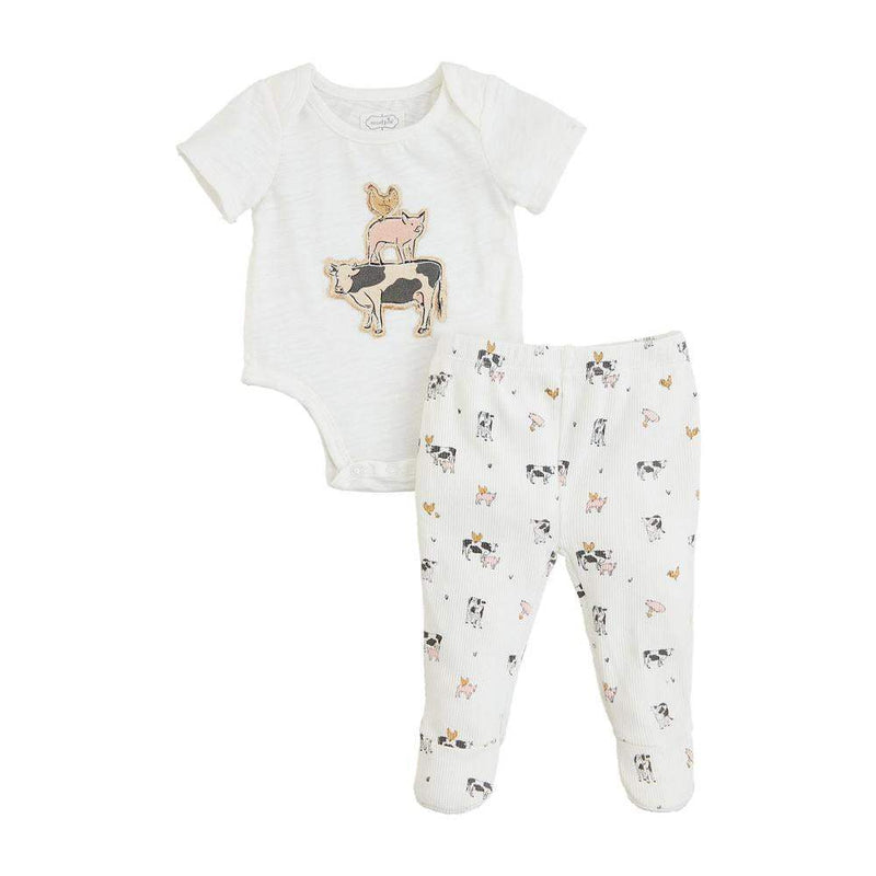 Mud Pie Infant Farm Friends Crawler Set