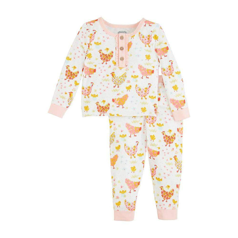 Mud Pie Girl's Flower Chicken PJ Set