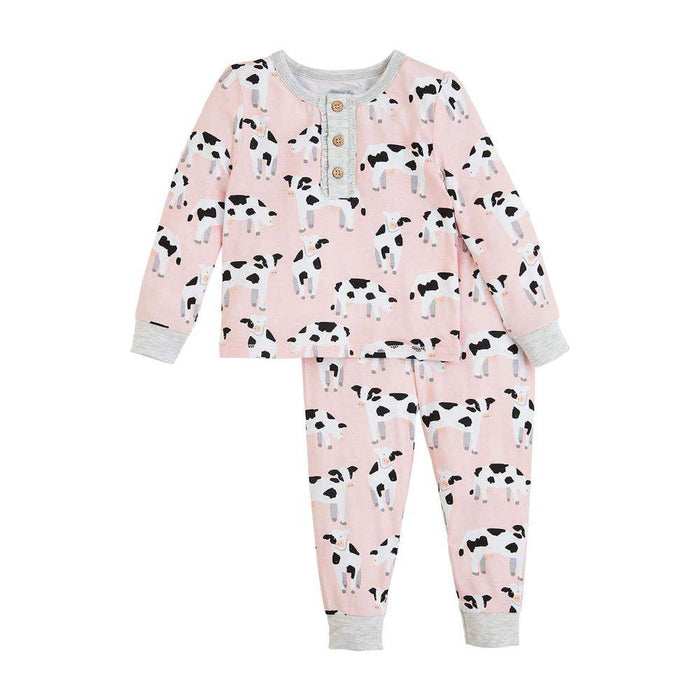 Mud Pie Girl's Pink Cow PJ Set