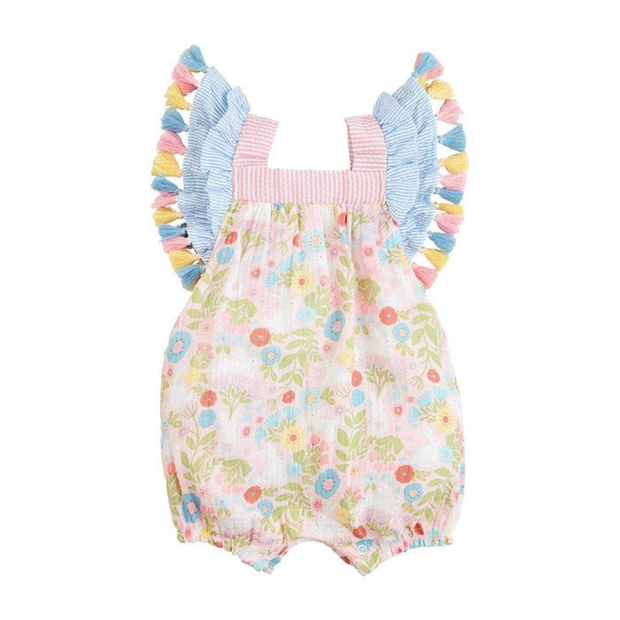Mud Pie Girl's Bunny Print Tassel Romper