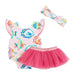 Mud Pie Girl's Fish and Stripe Reversible Swimsuit Set