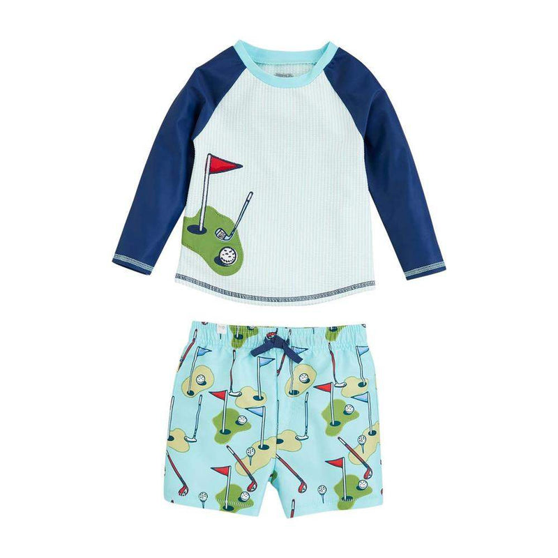 Mud Pie Boy's Golf Swim Trunk Set