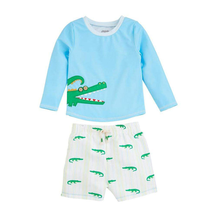 Mud Pie Boy's Gator Swim Trunk Set