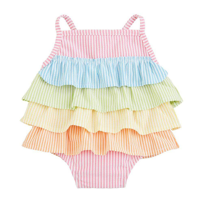 Mud Pie Girl's Seersucker Ruffle Swimsuit