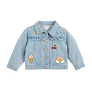 Girl's Denim Ruffle Patch Jacket