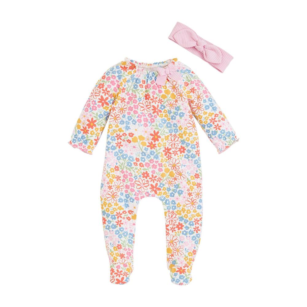 Mud Pie Girl's Rainbow Ditsy Floral Sleeper Set