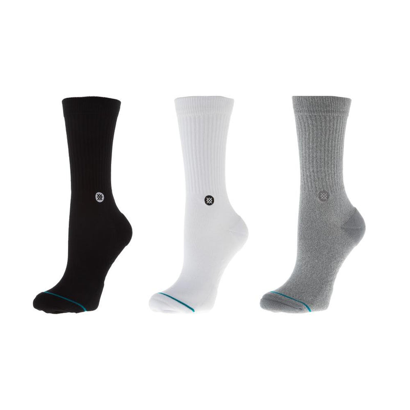 Unisex Icon 3 Pack Casual Mid Cushion Crew Socks