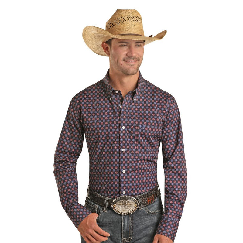 Mens Ditzy Geo Button Shirt