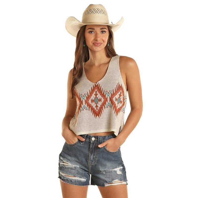 Rock & Roll Denim Women's Natural Aztec Tank